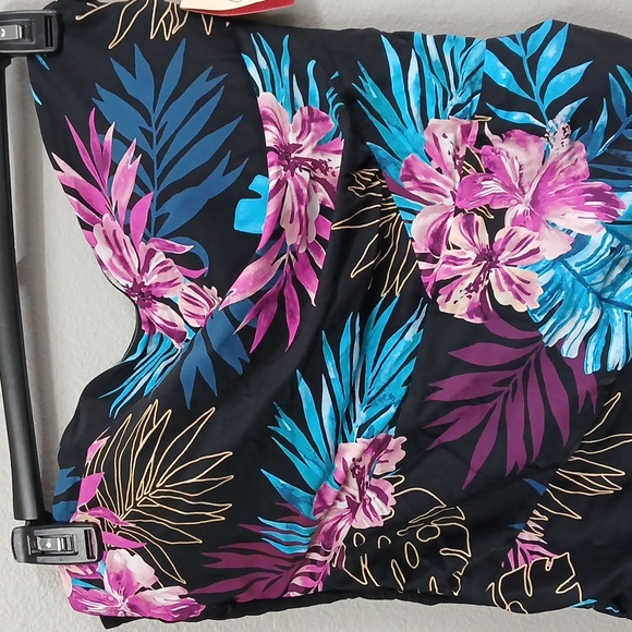 NWT St. John's Bay Slimming One Piece Strapless Swimsuit Floral Plus 16 - Picture 2 of 7